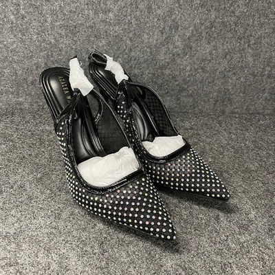 #ad AZALEA WANG Carmine Diamond Mesh Pump Women#x27;s Size 8.5 Black $44.92