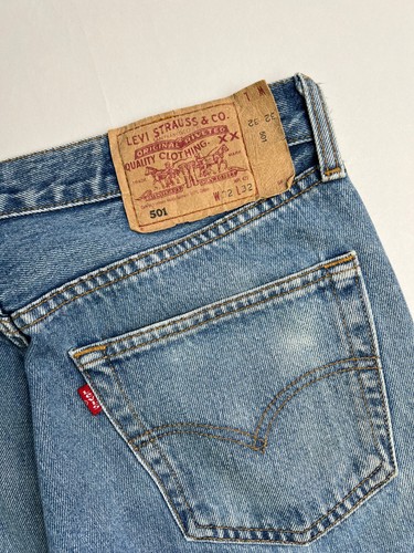 Levis 501 Jeans Short Bleu Laver W32 15 - Photo 3 sur 3