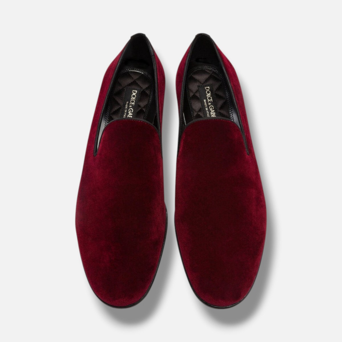 Men’s dolce and Gabbana red velvet loafers size 7, made in Italy Dolce & Gabbana Red Coat Of Arms Embroidery Velvet Slippers  main image 4