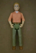 Vintage Playskool Dollhouse Dad Man Peach Pink Shirt Green Pants Doll Figurine
