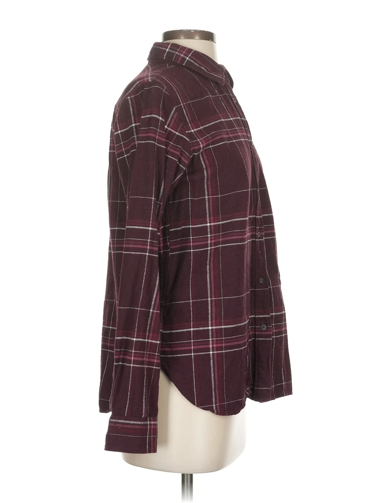 Uniqlo Women Red Long Sleeve Button-Down Shirt S thumbnail 3