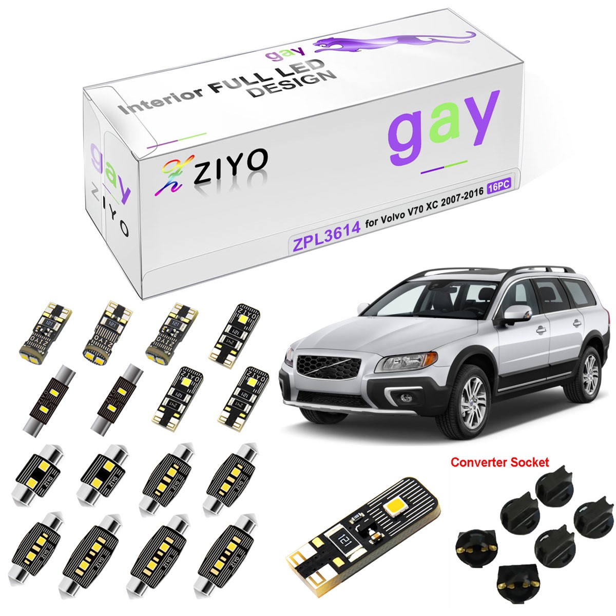 LED Interior Light Kit for Volvo XC70 V70 2008-2017 + License