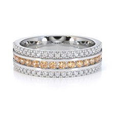 925 Sterling Silver Round 1.5 Ctw Yellow Citrine Gemstone Eternity Band Ring