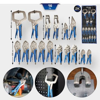 KS TOOLS BRILLIANT Feststellzangen / Gripzangen-Satz, 16-tlg