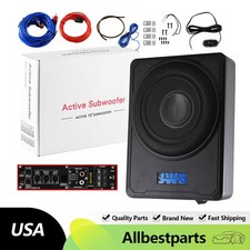 10" 600W Slim Under-Seat Subwoofer Powered Car Truck Sub w/ Amp Kit Speaker B4W2