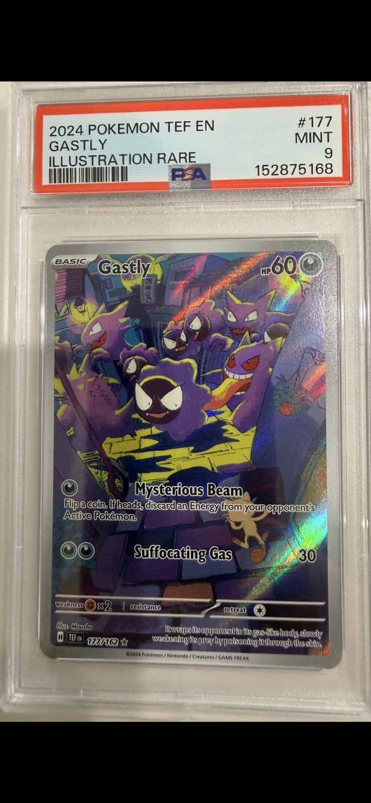 Pokemon TCG SV05 Temporal Forces Gastly 177/162 Illus Rare Holo PSA 9 2024
