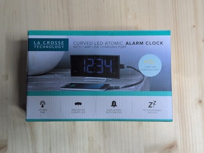 617-249 La Crosse Technology Atomic Curve LED Dual Alarm Digital Clock USB Port