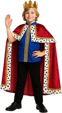 Kids King Costume  Crown Boys Royal Prince Charming Outfit S - XL Halloween