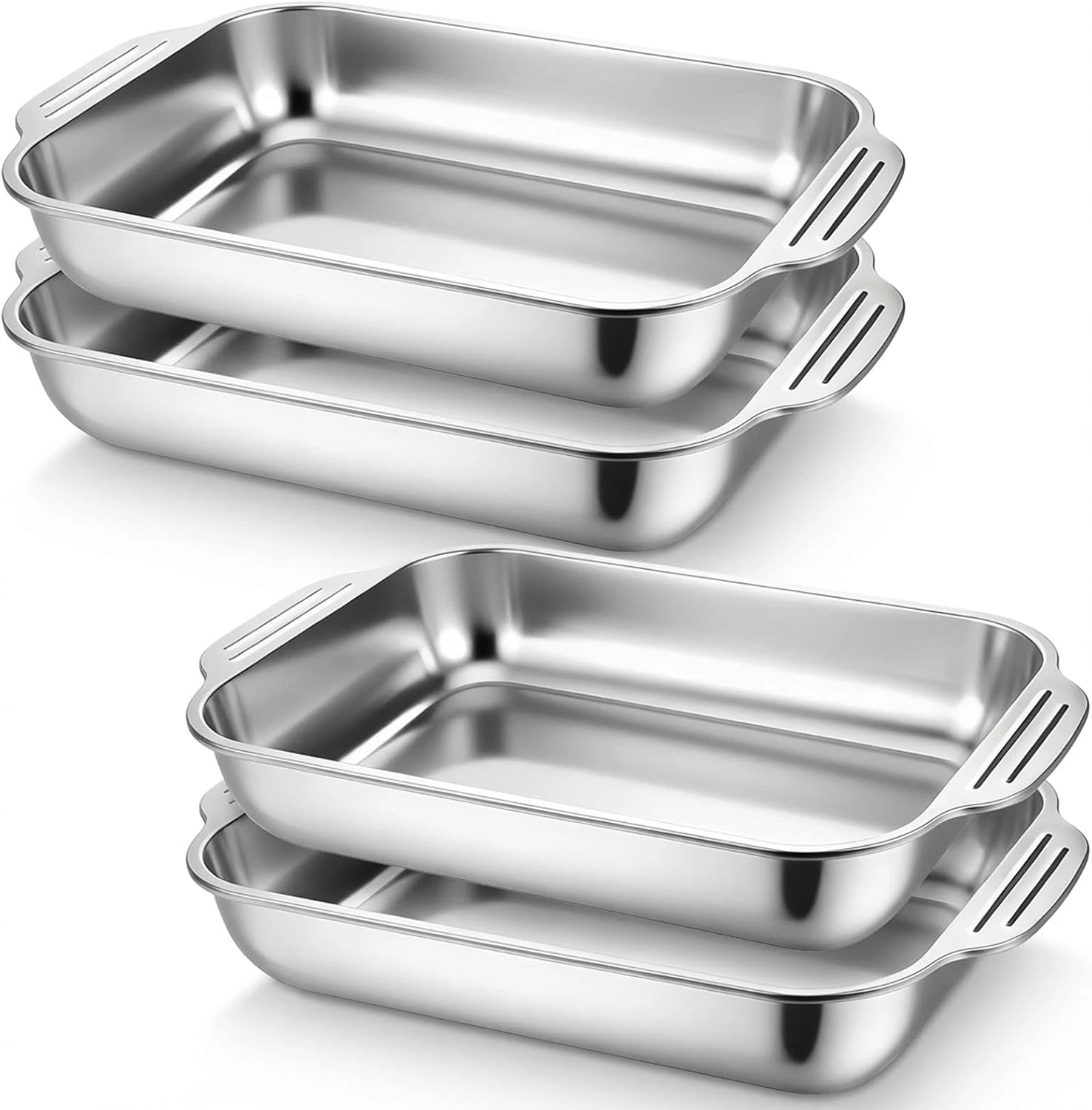 4 Pcs 9 X 13 Inch Stainless Steel Cake Pan with Handle, Dishwasher Safe Rectangl
Opens in a new wind