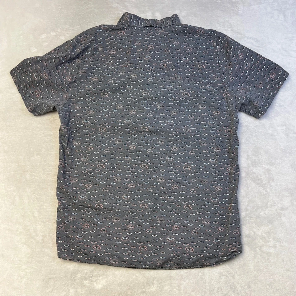 Volcom XL Modern Fit Gray Eye Print Short Sleeve Button Up Shirt - Image 3 of 4