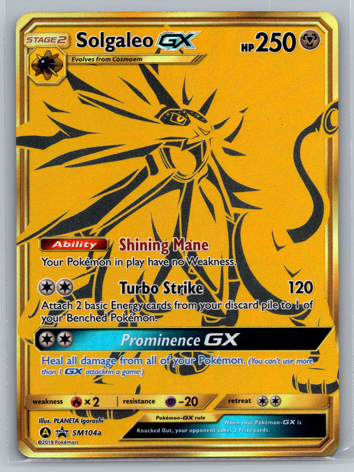 Solgaleo GX SM104a NM Full Art Promo Rare Full Art Pokemon Card