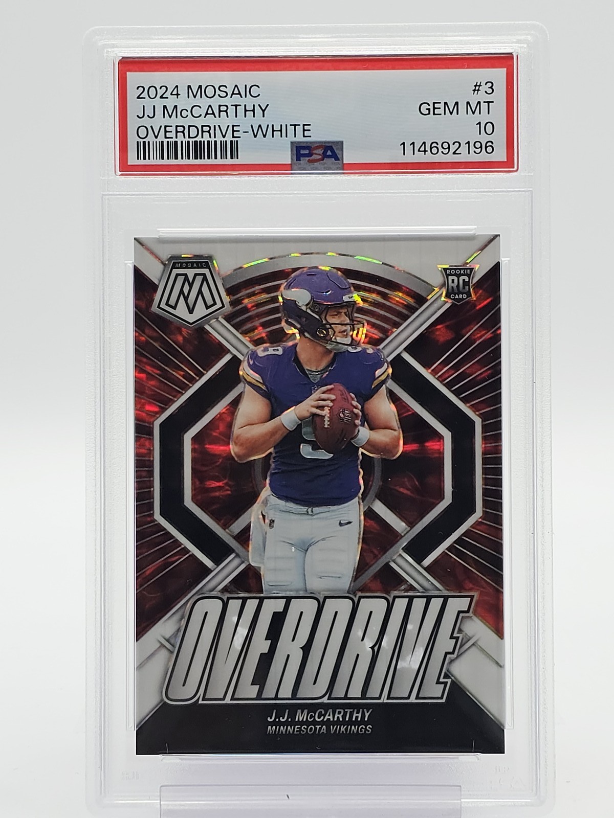 JJ McCarthy Panini Mosaic Overdrive #3 White