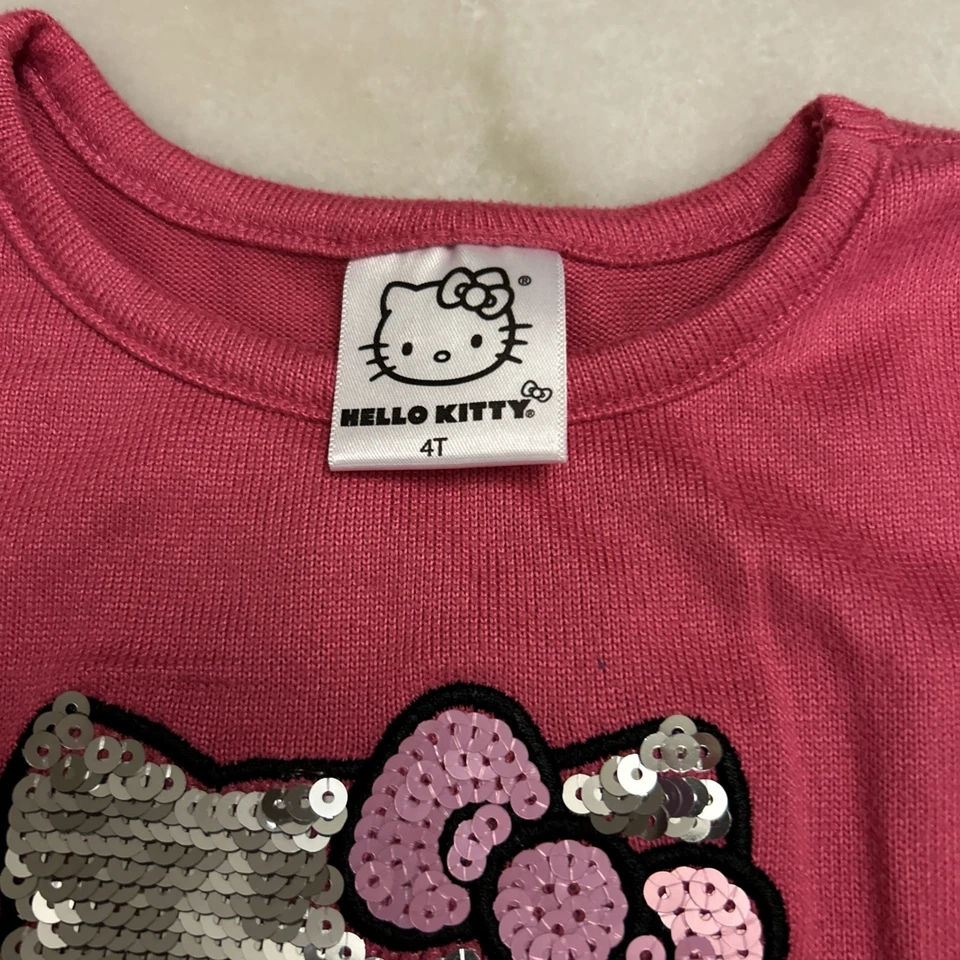 Vestido Hello Kitty Niño Pequeño Talla 4T Rosa Lentejuelas Manga Larga Arco Iris Tul Falda Foto 3 de 4