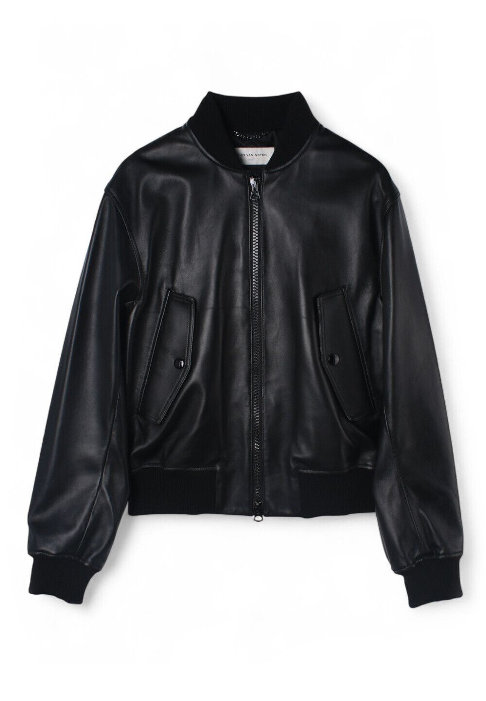 Dries Van Noten LANVERS Leather Bomber Jacket Black 2220218015413900 37937509