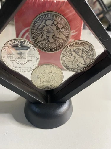 Nice Lot Of 4 Different Half Dollars Barbers Kennedy Franklin And Standing Lib