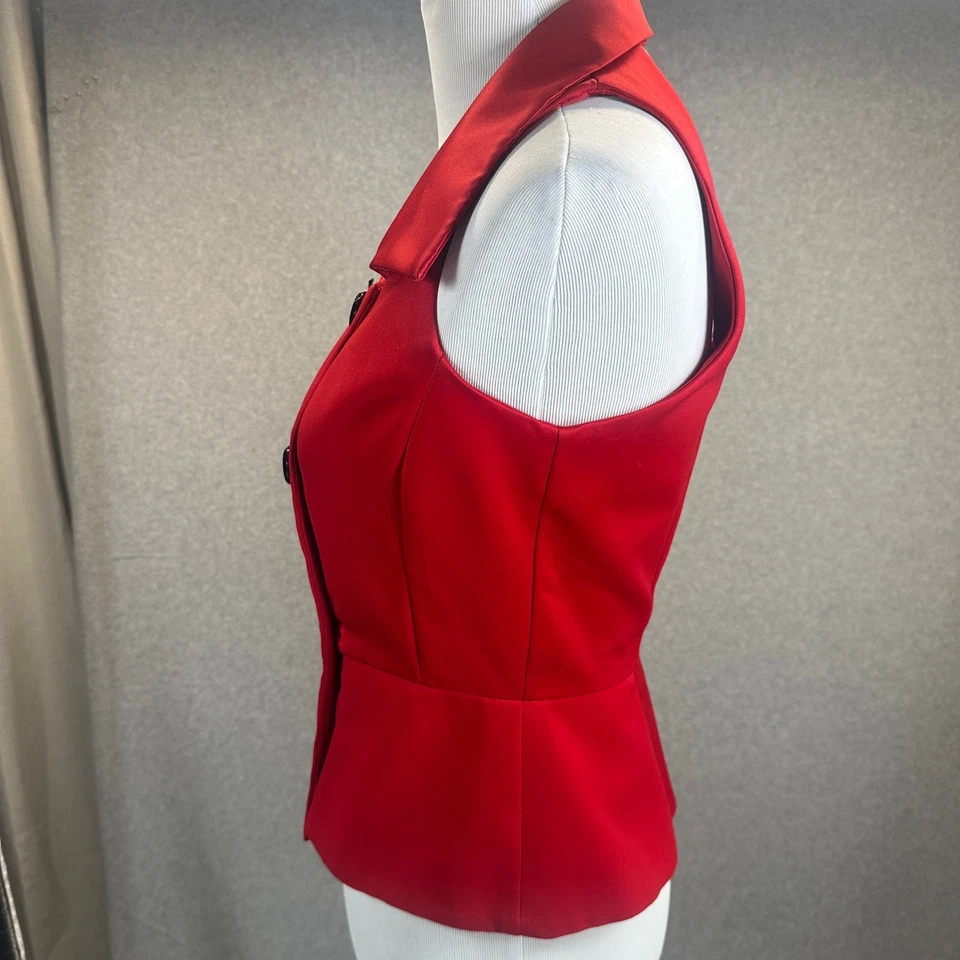 Lois Snyder Dani Max Vest Top Womens Size 6P Red Double Breasted Polyester Foto 4 de 4
