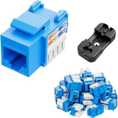 10Gbps Cat6 Keystone Jack, RJ45 Keystone Jack 25-Pack and Keystone Punch-Down St