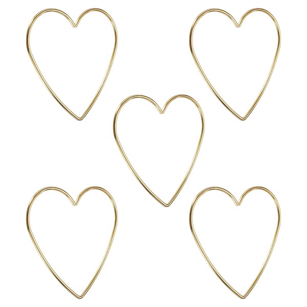 "5 StüCk 4\\\" Herz TraumfäNger Metall Makramee Ringe FüR BlumenkräNze Gold"-image