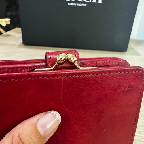 Portafoglio vintage Coach 4886 Continental pochette pelle rossa bifold incorniciato Kisslock - Foto 7 di 10