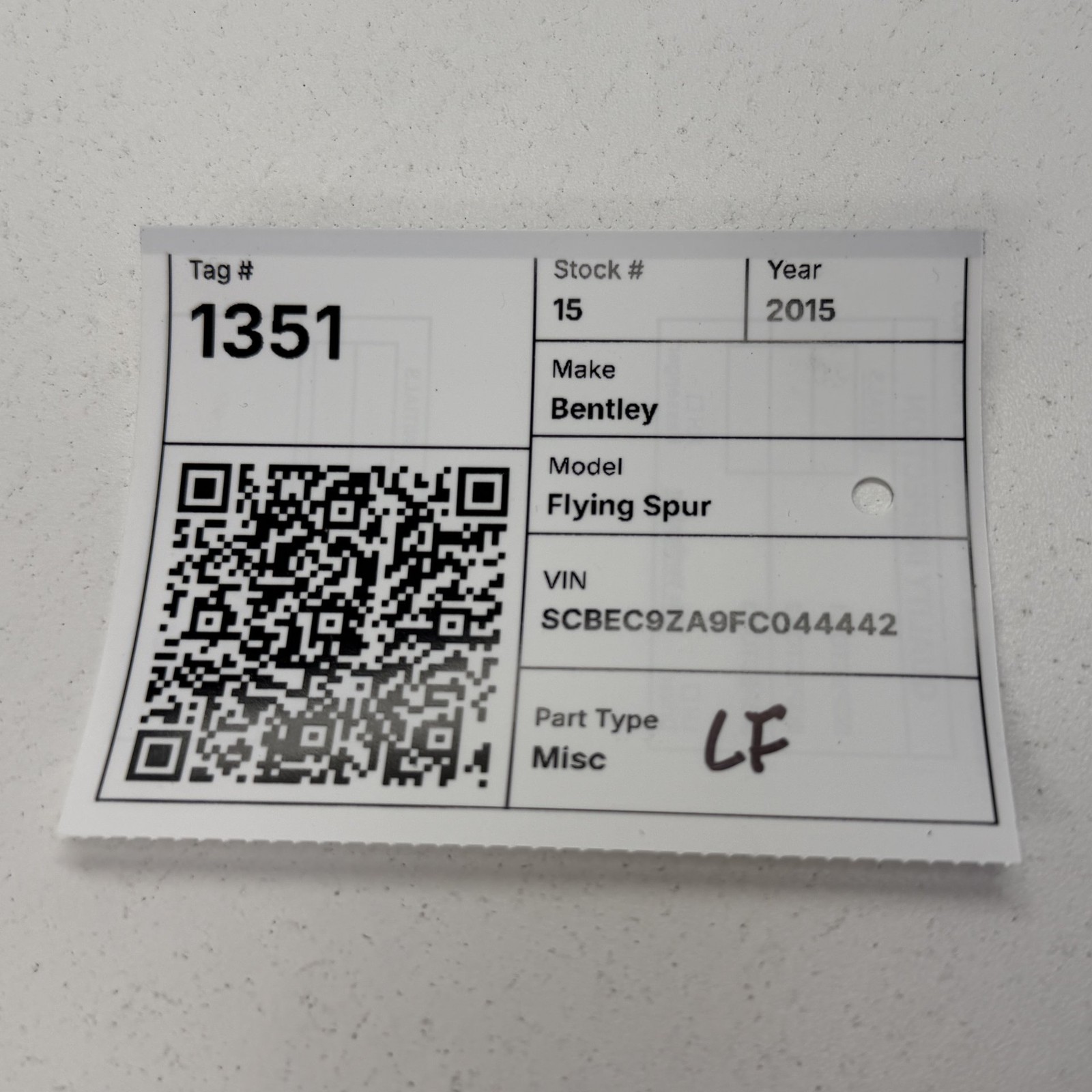 Bentley Flying Spur 2014-2018 Front Left Door glass