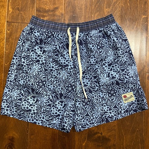 Tommy Hilfiger Vintage Hawaiian Tropical Navy Blue Swim Shorts Men's Size M - Picture 3 of 7