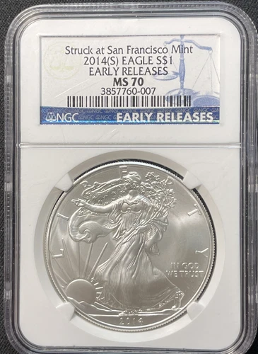 2014-(S) $1 Silver American Eagle NGC MS70 Early Releases ENN Coins