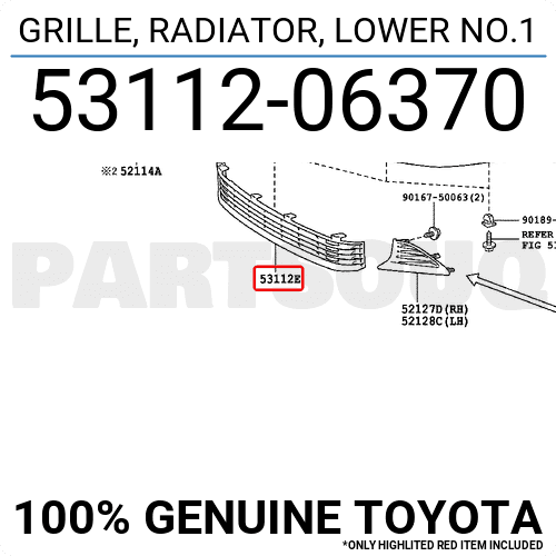 5311206370 Genuine Toyota GRILLE, RADIATOR, LOWER NO.1 53112-06370