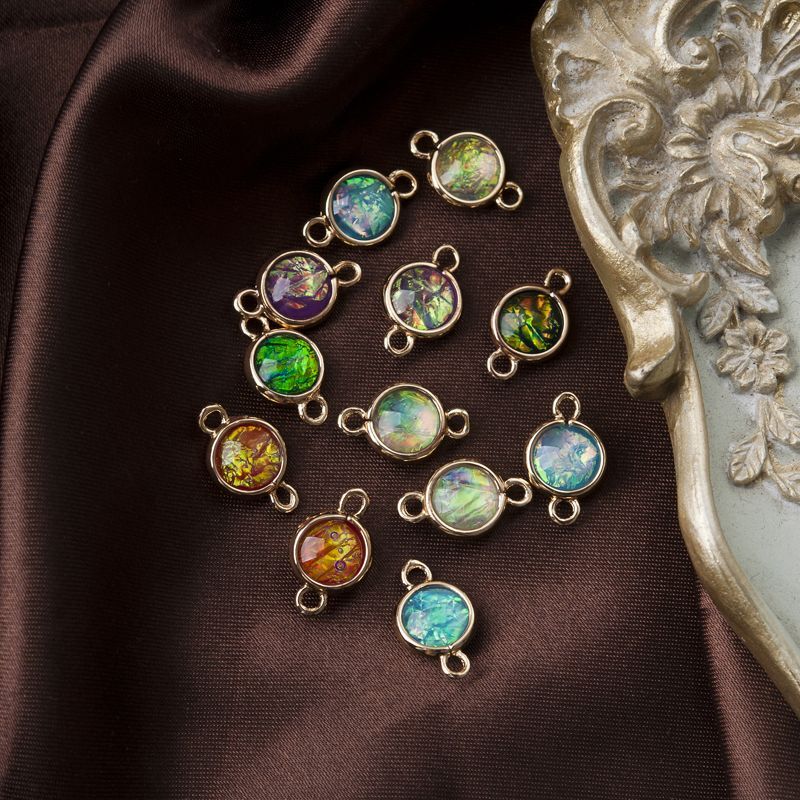 AB Rainbow Color Connectors - Round Connector Charm Bracelet Jewelry Making 5Pcs