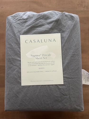 Casaluna Supima Perkal Laken Set QUEEN dunkelgrau *NEU*