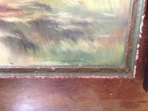 Antike Pastellmalerei Paar Landschaften Helen Chiles Art Deco gerahmt - Bild 8 von 12