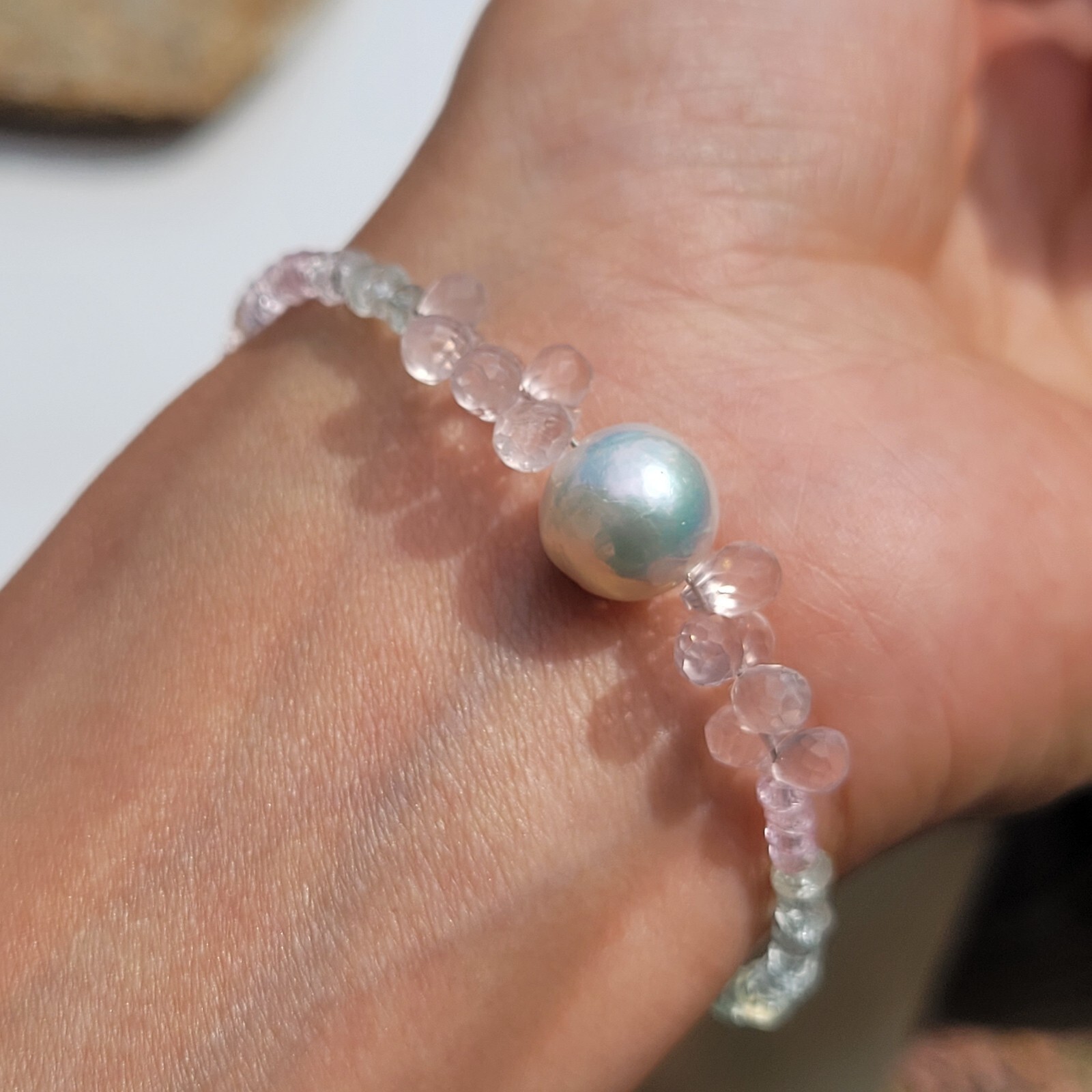 Bracelet délicat aigue-marine de qualité joaillerie en argent