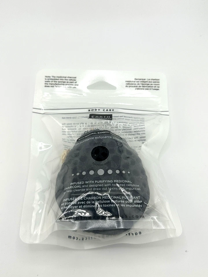 Charcoal Exfoliating Round Sponge 1pc by Earth Therapeutics | Facial &Body Clean - Изображение 4 из 4