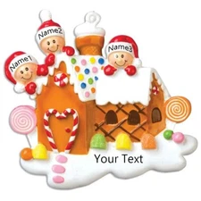 Personalized GINGERBREAD HOUSE FAMILY of 2-3-4-5-6 Christmas Tree Ornament