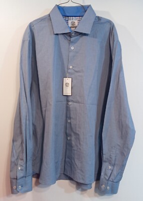 XXL, 2XL SOT Society Of Threads Mens Blue Button Up Dress Shirt 56'' Chest
