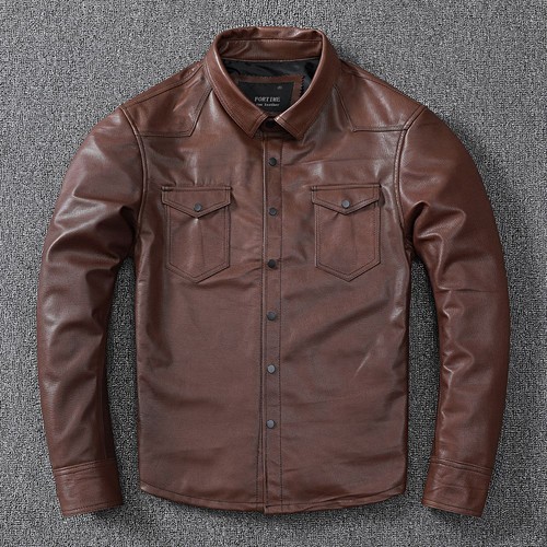 Men's Italian Sheepskin Leather Jacket Slim Fit Short Leather Motorcycle Jacket - Picture 6 of 24