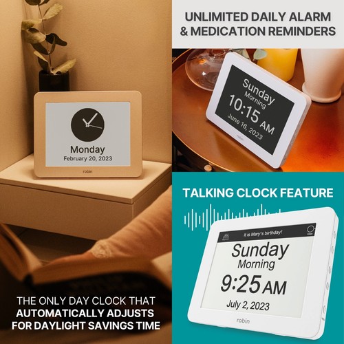 Robin Digital Clock Day Alarm Wall Clock Seniors Dementia Alzheimer's 2025 - Picture 58 of 88