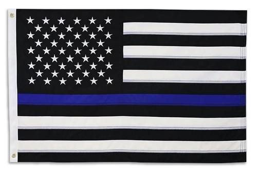 Thin Blue Line USA 5x8ft Embroidered Flag Police Law Enforcement Blue Line Flag - 第 1/3 張圖片