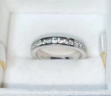 PD Premier Designs Silvertone Crystal Eternity Style Ring Size 8