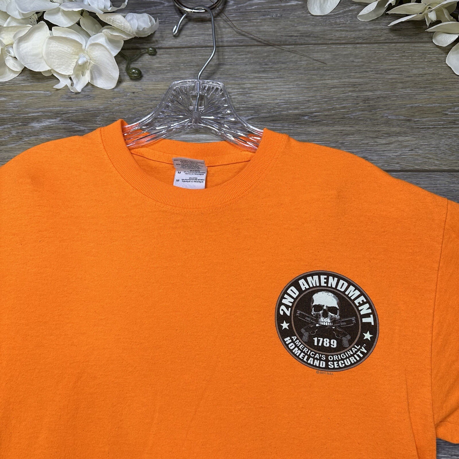 2nd Amendment TShirt Size Medium Orange Guns Amer… - image 3