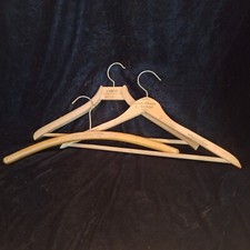 Wooden Coat Hangers - Lot of 3 with Advertisements - Antique Vintage