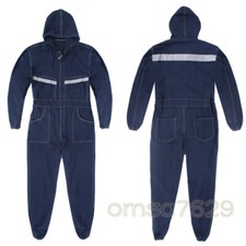 Men Jumpsuit Denim Reflective Stripe Suit Welding Overalls Auto Repair Coveralls