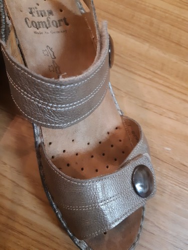 Finn Comfort Shoes Sandals Comfort Wedge Gold Metallic Size 7.5 Hook and Loop - Bild 4 von 6