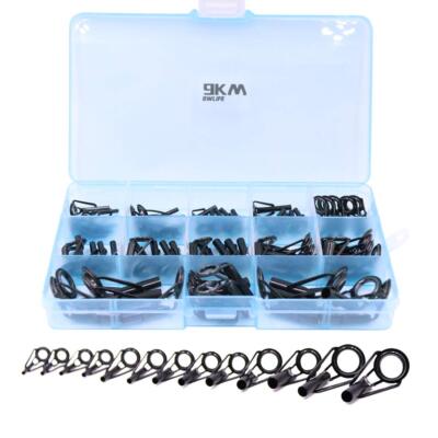 Fishing Rod Tip Repair Kit 65pcs, Black Stainless Steel, Wear Resistant Ceram...