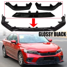 For 2022-2024 Honda Civic 11th Glossy Black Front Bumper Spoiler Splitter Lip
