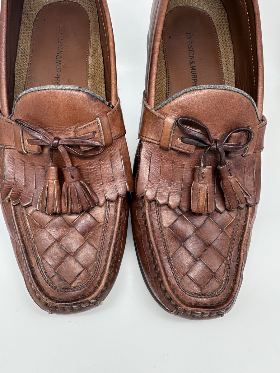 Johnston & Murphy Halsey Brown Woven Tassel Loafers/Dress  display picture 3