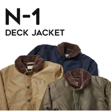 NON STOCK  N-1 Deck Jacket Winter Men's Military Cotton Coat Wool Lined Thick