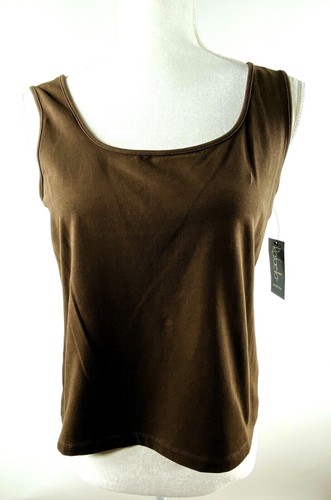 Rafaella Brown Crochet Short Sleeve Sweater Set Sleeveless Camisole Women M NEW - Picture 4 of 12