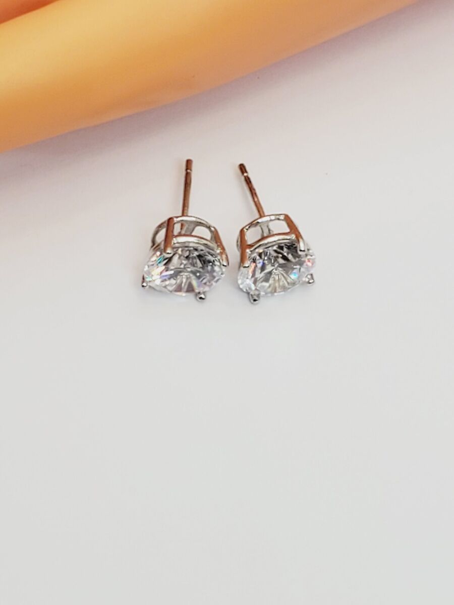 Marked CZ China JCM 925 Sterling Silver Stud Earrings with