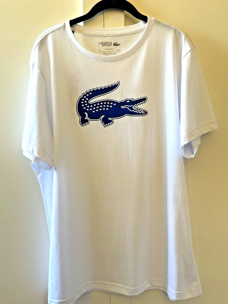 Lacoste Sport Mens Blue Print Crocodile Ultra Dry T-Shirt