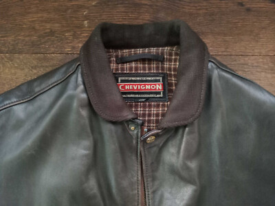 【値下げ中】 CHEVIGNON leather jacket Chevignon Vintage 80s' Leather Airflyte Jacket A2 US.ARMY